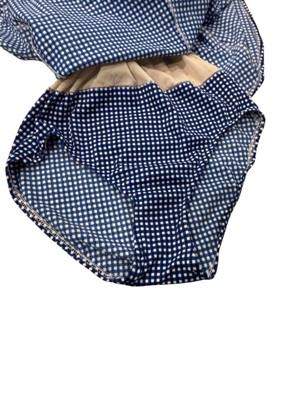Beach House by Gabar Blue Gingham Tankini Swim Top Size 8 Built-In Shelf Bra Y2K - Picture 4 of 8